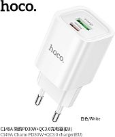 картинка сзу hoco (6942007630337) c149a сзу 1usb+1type-c 3.0a pd 30w+qc3.0 , white от магазина Tovar-RF.ru