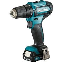 картинка Makita DF333DWAE Дрель ак,{12В,2х2Ач Li-ion(слайдер),БЗП-10мм,0-450\1700об\м,30\14Нм,1.1кг,чем,подсв} от магазина Tovar-RF.ru