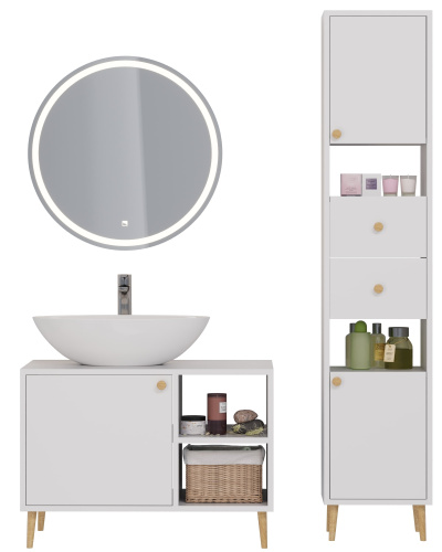 картинка Тумба LUNO, 80см, напольная, 1дв., 2 откр. полки,белый глянец, под ум. Триумф магазин Tovar-RF.ru являющийся официальным дистрибьютором в России фото 8 картинка Тумба LUNO, 80см, напольная, 1дв., 2 откр. полки,белый глянец, под ум. Триумф от магазина Tovar-RF.ru фото 8