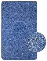 картинка Коврики для ванной САНАКС 00289 CLASSIC UNI ПОЛОСКИ Коврик в ванную двойной СИНИЙ 55х90+45х55 см 100% полиэстер от магазина Tovar-RF.ru