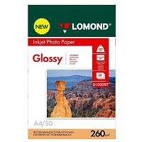 картинка Фотобумага Lomond A4, для струйной печати, 50л, 260г/м2, белый, покрытие глянцевое [0102097] от магазина Tovar-RF.ru