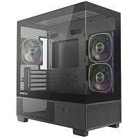картинка powercase корпус vision micro s3b, tempered glass, type-c, 3x 120mm argb pwm fan, чёрный, matx  (cvmmsb-a3) от магазина Tovar-RF.ru